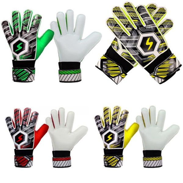 

1 pair anti-slip football gloves for kids and adults full finger protection soccer goalkeeper gloves276f, Black