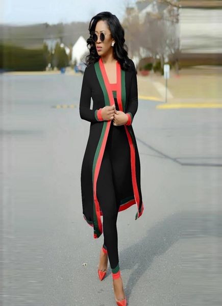 

2018 autumn 3 piece set women club outfits red and green striped crop women sets clothes plus size black matching set2887615, Gray
