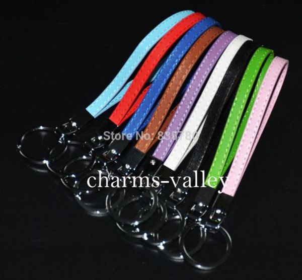 

whole50pcs copy leather key chains fit 8mm slide charms can be custmozed9476262, Slivery;golden