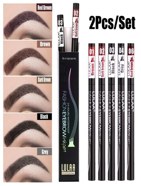 

lulaa 2pcsset natural microblading pencils eyebrow tattoo pen 4 fork tips fine sketch waterproof liquid eyebrow pencil fourclaw 3753961