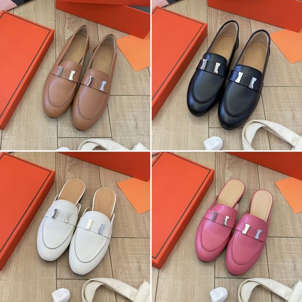

designer sandals paris loafers women h sandal leather loafer flat mules suede slippers ladies slip-on shoes black rubber sole slipper