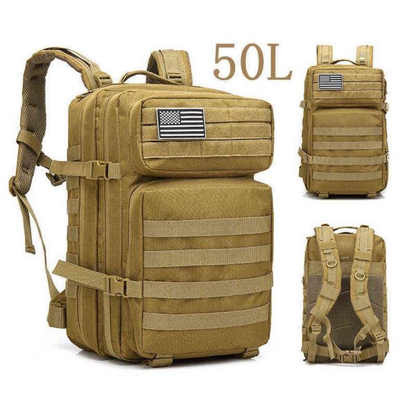 

50l large capacity men army military tactical backpack 3p softback outdoor waterproof bug rucksack hiking camping hunting bags t22233i
