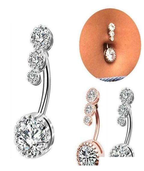

crystal belly piercing button rings bar barbell drop dangle navel rings nombril ombligo ring women men body jewelry gvsux6013420, Silver