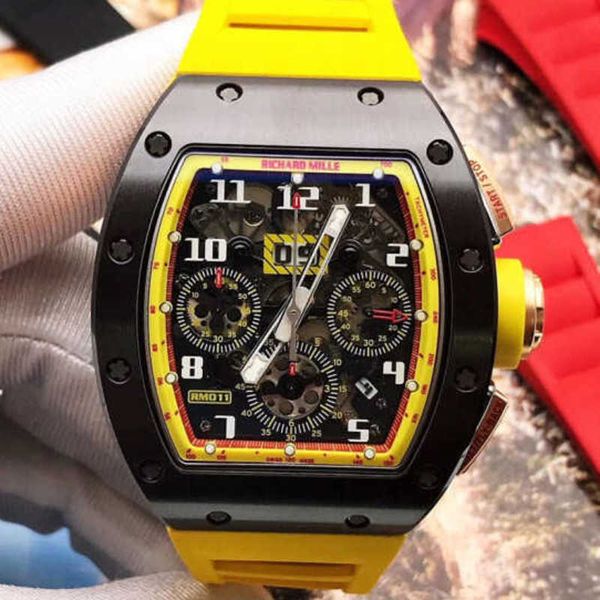 

richardmille mens wristwatch rm pilot sport wrist watches series rm011 yellow ceramic limited edition fashion leisure sports wrist yi-0ops y