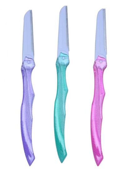 

eyebrow trimmer lady to cutter 3pcslot plastic handle foldable stainless steel eyebrow razor shaver tool for women face care4457841