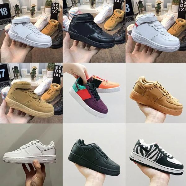 

2023 kids force 1 skateboarding shoes for skate shoe youth sneakers children sneaker pour enfants sports chaussures teenage boys size 25-35, Black