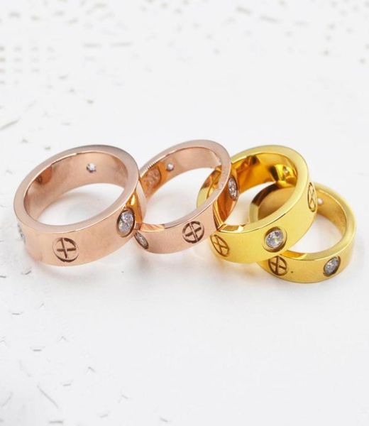 

4mm 5mm ct001 titanium steel silver love ring men and women rose gold rings for lovers couple ring for gift7524833