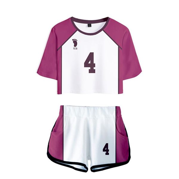

anime haikyuu cosplay costume shiratorizawa academy ushijima wakatoshi tendo satori tracksuit women two piece set and shorts247l, Black