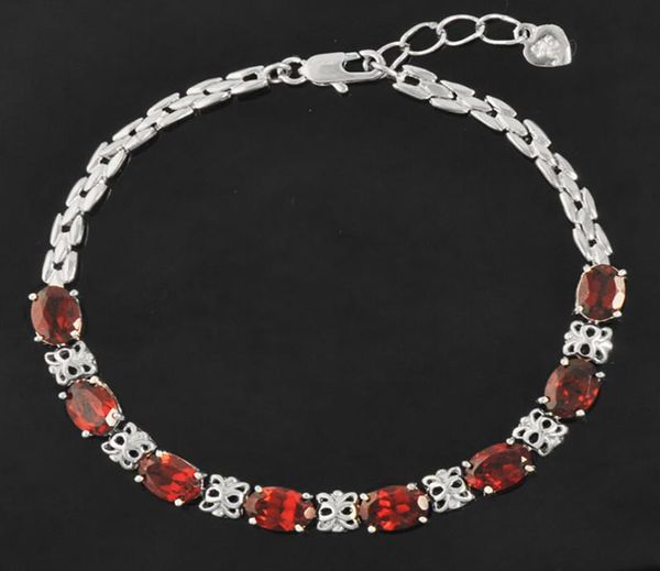 

luxurious natural garnet bracelet 925 solid sterling silver ct garnet silver bracelet garnet stone jewelry for woman9686938, Golden;silver