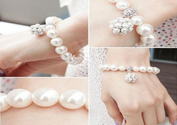 

elegant crystal pearl bridal wedding jewelry pearl charm bracelets girls women crystal pearl bracelet cuff bangle wristband woman4418156, Golden;silver