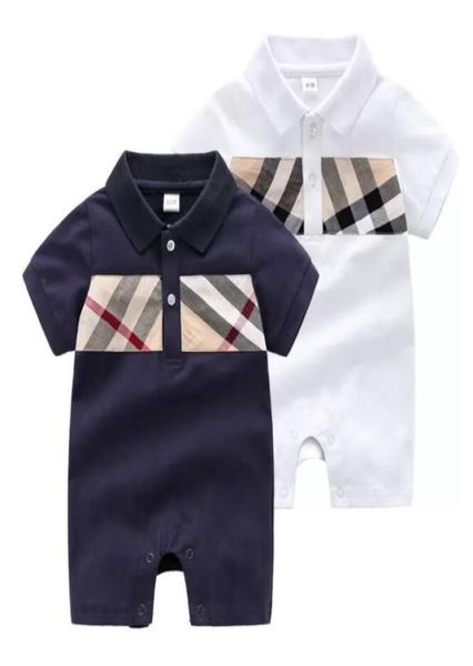 

baby rompers boys plaid bows tie jumpsuits toddler lapel short sleeve cotton climb clothes fashion newborn kids diaper f54875171066, Blue