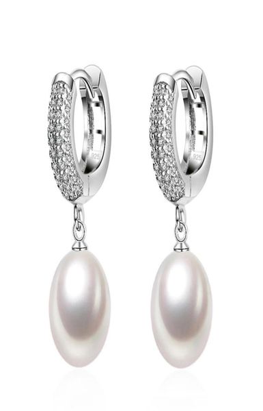

real freshwater pearl earrings for women925 silver fine jewelry girls natural pearls trendy wedding white 2106185686800, Golden;silver