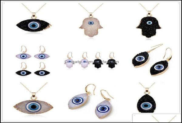 

pendant necklaces pendants jewelry simple evil eye druzy drusy earrings necklace women resin imitation natural sto dhjng5025944, Silver