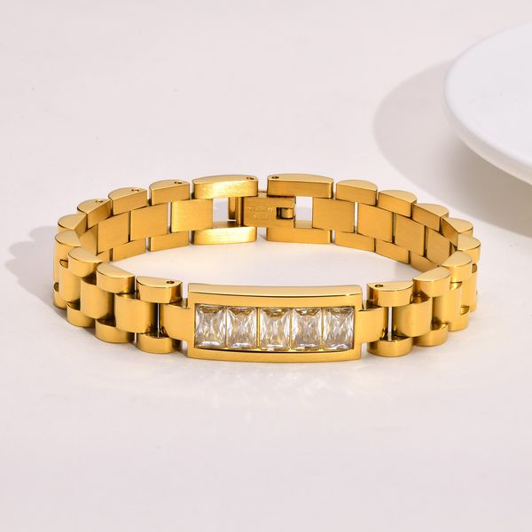 

charm bracelets elegant cubic zirconia bracelet for women 316l stainless steel bangle watchbrand style trendy jewelry 230822, Golden;silver