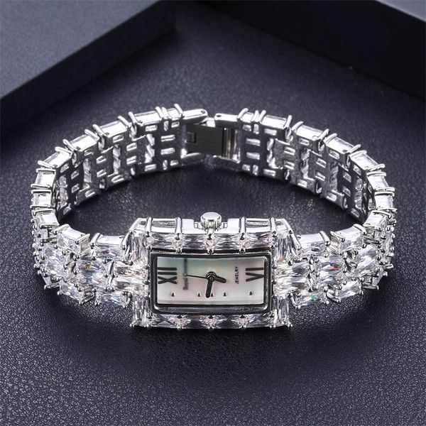 

charm bracelets jankelly good qualtiy aaa zircon elements leaf austrian crystal bracelet watch for wedding party fashion jewelry 230822, Golden;silver