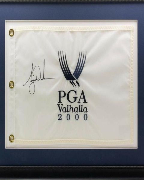 

tiger woods signed framed 2000 pga valhalla golf flag01237815308