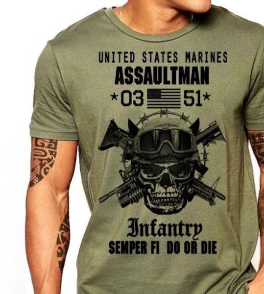 

us marines infantry assaultman t shirt men mos 0351 usmc army short sleeve casual tee usa plus size s3xl cx2006168545208, White;black