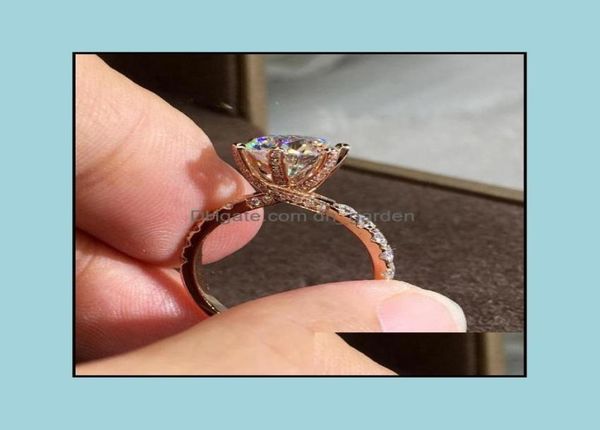 

18k rose gold jewelry white nturl zircon ring for women round se nillos de bizuteri gemstone 18 k dimond rings drop delivery 2021 8782198, Silver