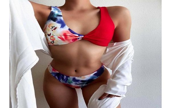 

women039s swimwear splicing printed bikini women female swimsuit twopieces set mid waist bather bathing suit swim4614475, White;black