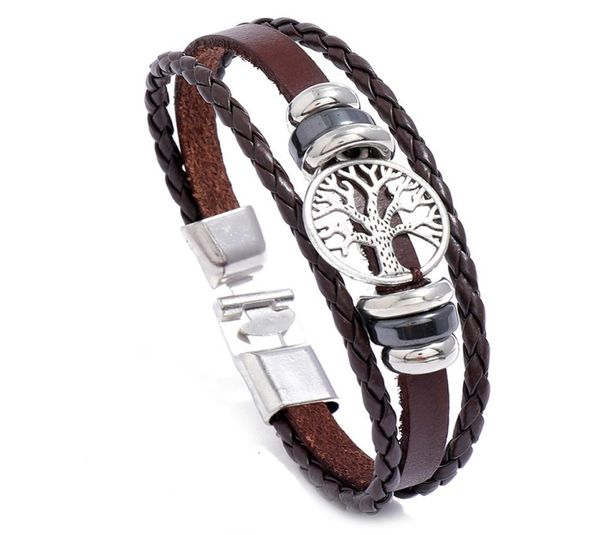

bangles bracelet fashion jewelry personality lucky tree woven men039s leather4775029, Black