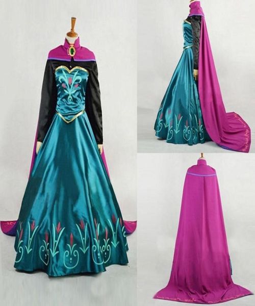 

m l xl snow queen anna dress halloween princess anna coronation cosplay costume movie party women fancy dress custom made5604230, Red;black