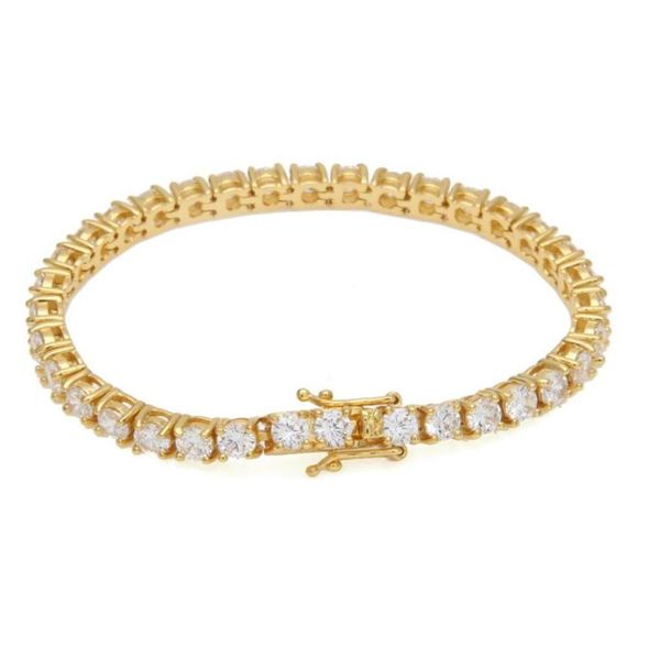 

hip hop classic bracelet men039s and women039s tennis chain inlaid with diamonds shining moissanite diamond in small size te9680573, Golden;silver