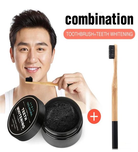 

3 pcs coconut shell powder was whitening was black and bamboo handle toothbrush308o3938961