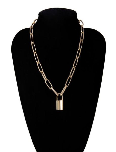 

fashion punk men women lock pendant necklace layered chain on the neck choker party jewelry 2021 selling metal cool necklaces2677335, Silver