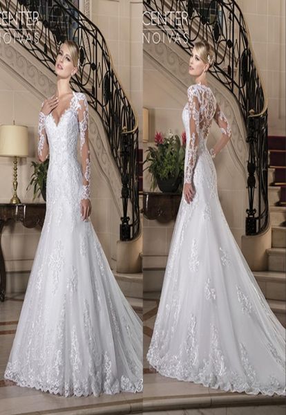 

2022 vintage vneck long sleeve wedding dresses beaded button back sheer bridal wedding gowns vestido de casamento5308554, White