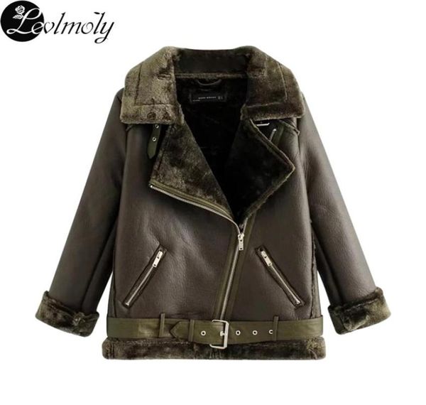 

levlmoly 2017 women leatherfur winter coat faux leather jacket veste cuir femme jaqueta de couro tb2054935334, Black