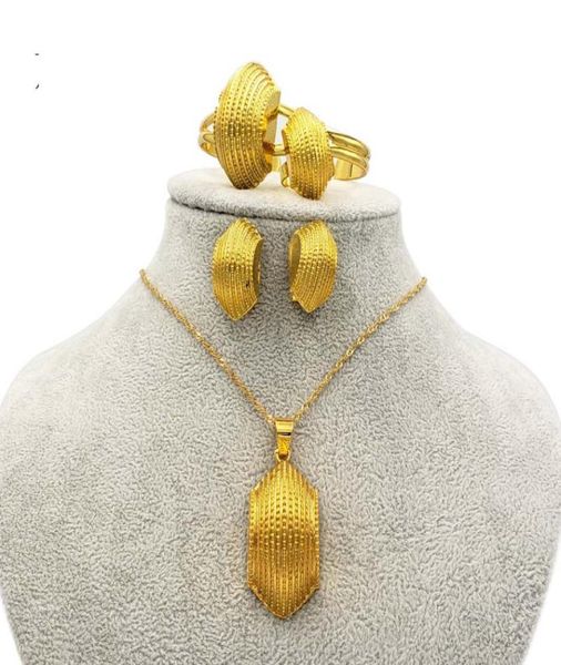 

ethiopian jewelry sets big coin pendant necklace earring ring golden gifts for women african dubai habesha bridal set6345120, Silver