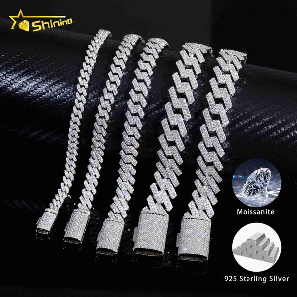 

ready to ship 6/8/10/15mm 925 sterling silver vvs moissanite men women hip hop iced out gold moissanite cuban link bracelet