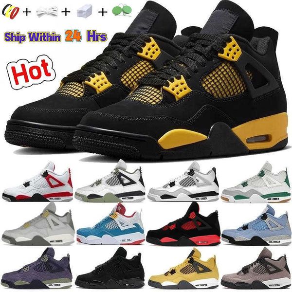 

jumpman 4s men outdoor shoes trainers chaussures cat retros military pine green red cement yellow thunder oreo cool grey