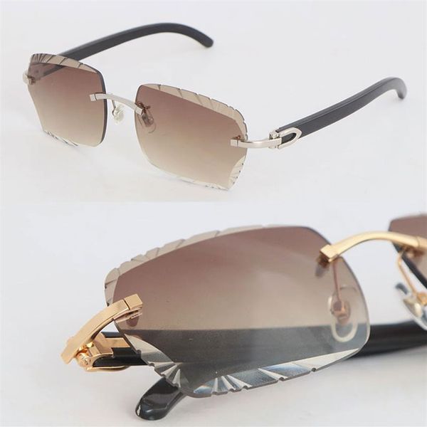 

new designer model diamond cut rimless sunglasses woman 3524012 luxury black buffalo horn sunglass womens large square glasses dri2046, White;black