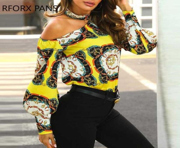 

chain print blouse women shirts long sleeve 10123455622239, White