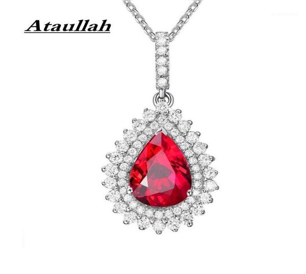 

ataullah natural red ruby necklace waterdrop pendant necklace gemstone choker silver 925 jewelry chain for woman gift nw11417233542