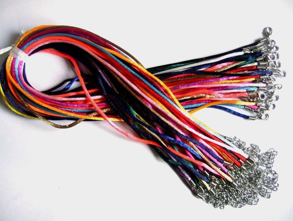 

drop 50pcs 2mm mixed satin silk necklace pendant cord 1824 inches self handmade18 colors more4338035, Silver