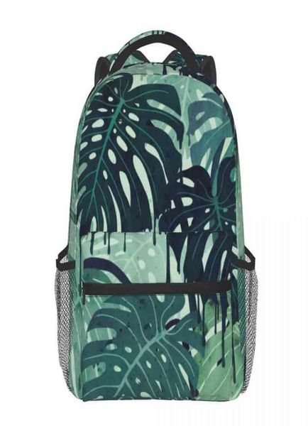 

monstera melt in green backpack men women school bag teenage travel tropical plant rucksack multipockets aa2203169352646