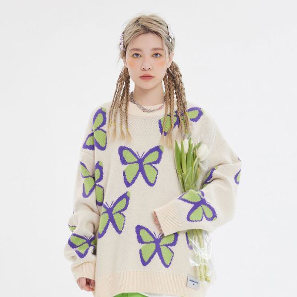 

womens sweaters deeptown harajuku bufferfly sweater women vintage kawaii knitted jumper cartoon knitwear korean style pullover aesthetic aut, White;black