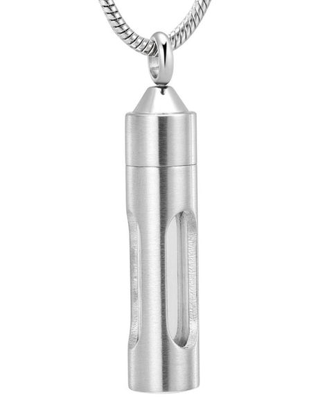 

zzl061 eternal hourglass locket glass open container cylinder tube cremation pendant necklace ashes urn for pethuman memorial jew4110899, Silver