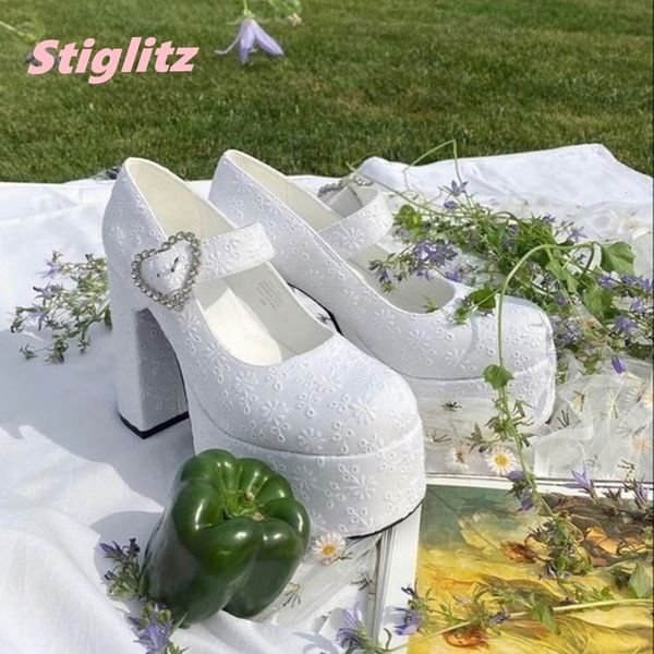 

dress shoes white heart pumps luxury design solid chunky heel leather buckle elegant party women weeding shoes for 230822, Black