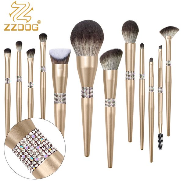 

makeup tools zzdog 12pcs professional brilliant diamonds brushes set natural hair powder foundation contour eye shadow cosmetics 230822