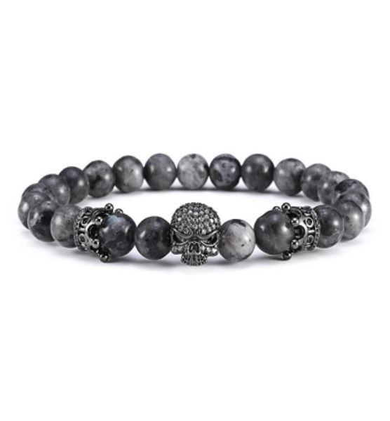 

buddha bracelet men cz skull charm india labradorite 8mm natural stone light beads bracelet for men handmade jewelry6827849, Golden;silver