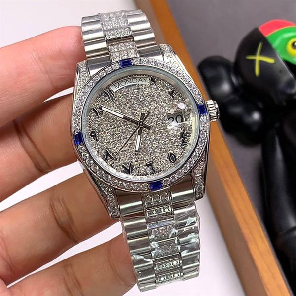 

diamond watch automatic mechanical watches 40mm stainless steel 904l life watchproof boutique wristband mens wristwatch montre de 229w, Slivery;brown
