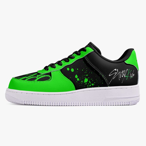 

customized shoes men's fashionable casual shoes diy women's shoes white sole, black green body, spider web 87675