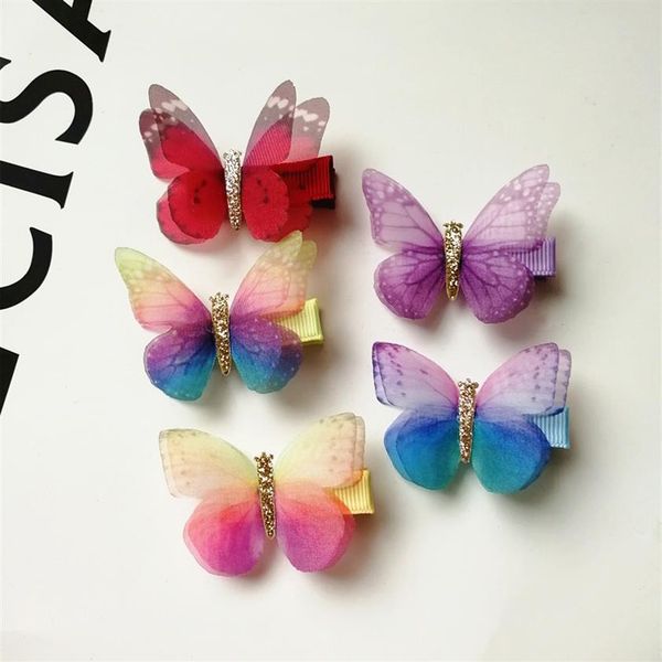 

30pc lot new glitter fairy prince hair barrettes brand hairpin girl kid hair clip barrette cute 5cm butterfly multicol278b, Slivery;white