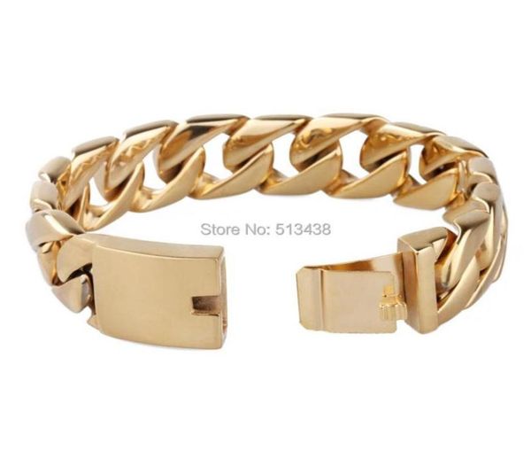 

117g stainless steel men cuban link chain bracelet 20mm 8 66039039 gold jewlery link 26316473968, Black
