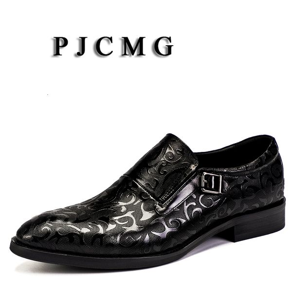 

dress shoes pjcmg breathable black/red loafers dress genuine leather slip-on carved pointed toe wedding casual business wedding shoes 230822
