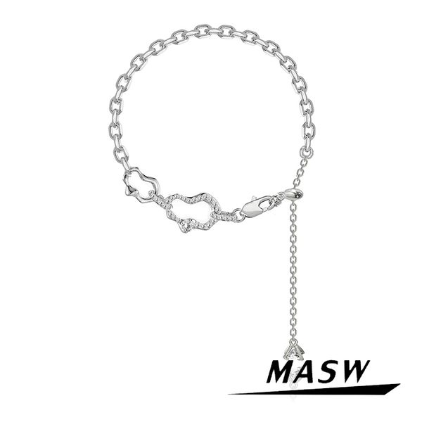 

charm bracelets masw original design cool trend jewelry one layer thick silver plated brass chain bracelet for women party gift 230822, Golden;silver