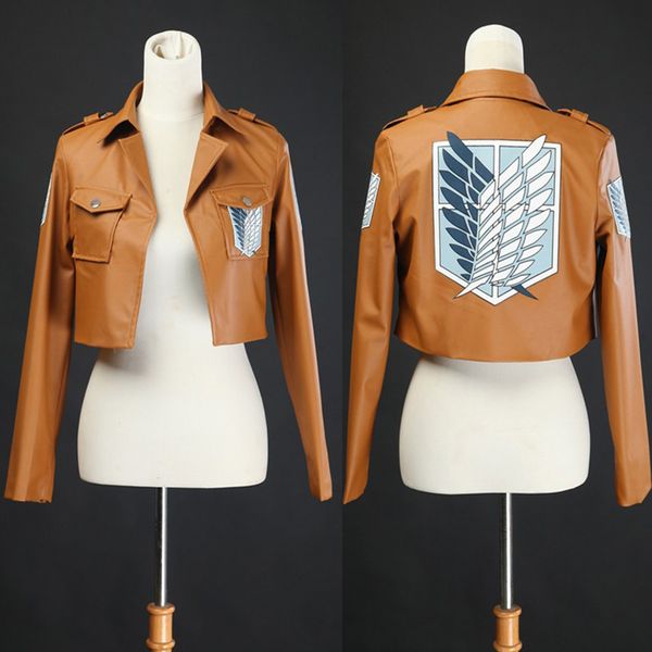 

theme costume anime attack on titan cosplay leather jacket shingeki no kyojin cosplay costume eren legion coat jackets halloween 230822, Black;red